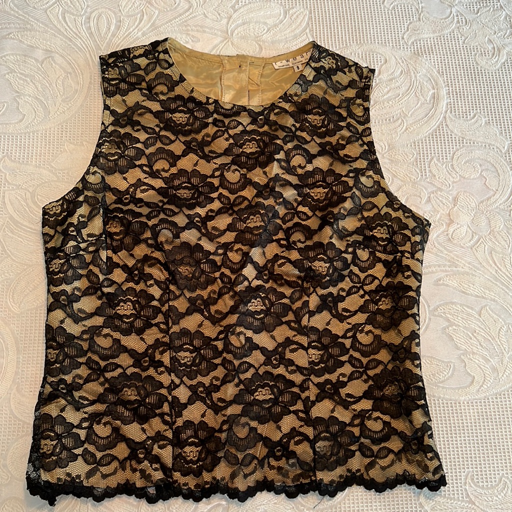 Wear Black Lace Sleeveless Top Cocktail, Goth Size 9